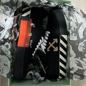 Off-White Black Sneakers with Orange and White Details